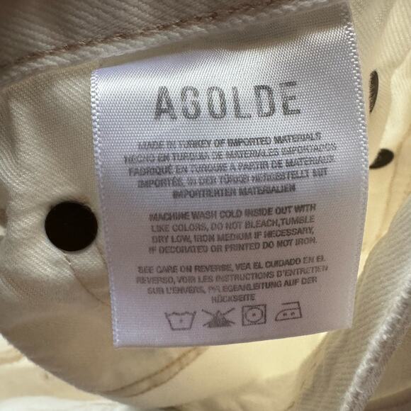 Agolde Jeans Riley Straight Cropped Jeans Distressed Button Fly White Size 27 - Picture 12 of 12
